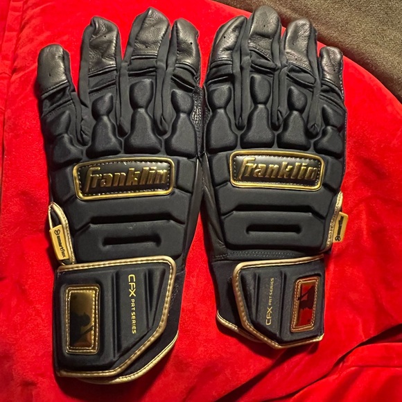 Franklin CFX PRT Series Black Gold Leather Smartflex MLB Men's LG Batting Gloves - Picture 1 of 8